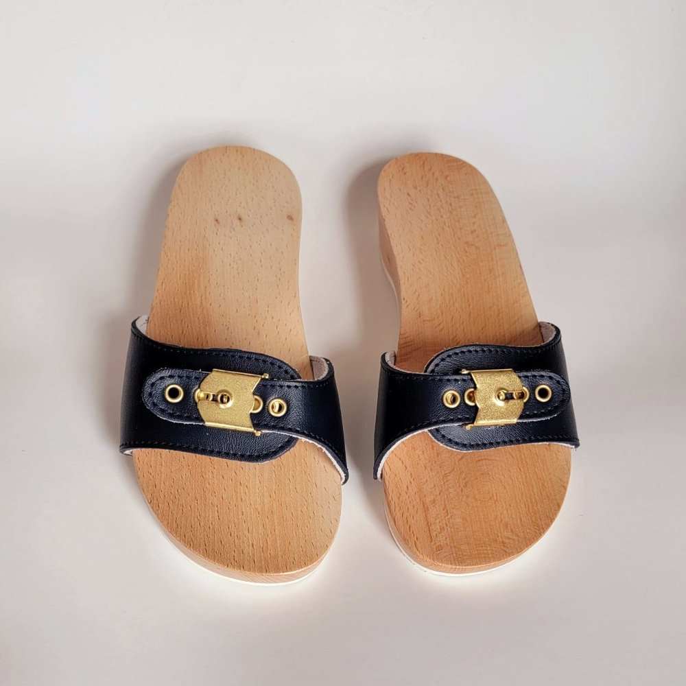 Dr Scholls style wooden clogs - Picture 2 of 16